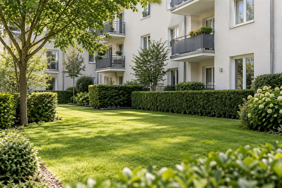 Symbolbild eines Wohnhauses mit gepflegtem Garten